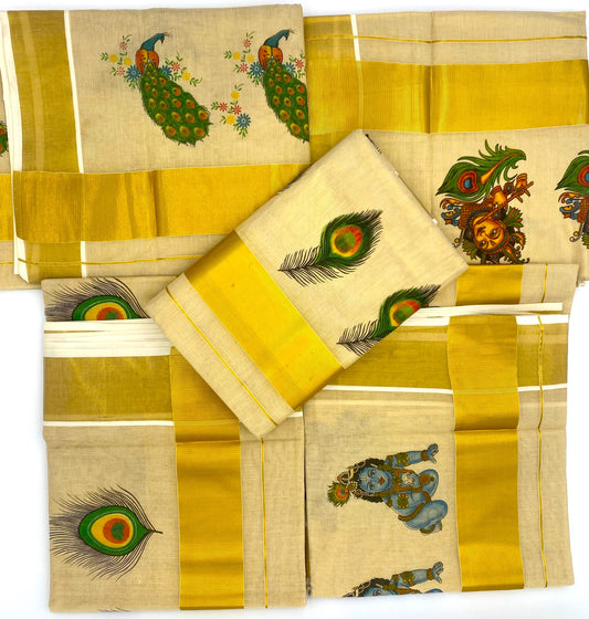 Gold Kerala Cotton Saree