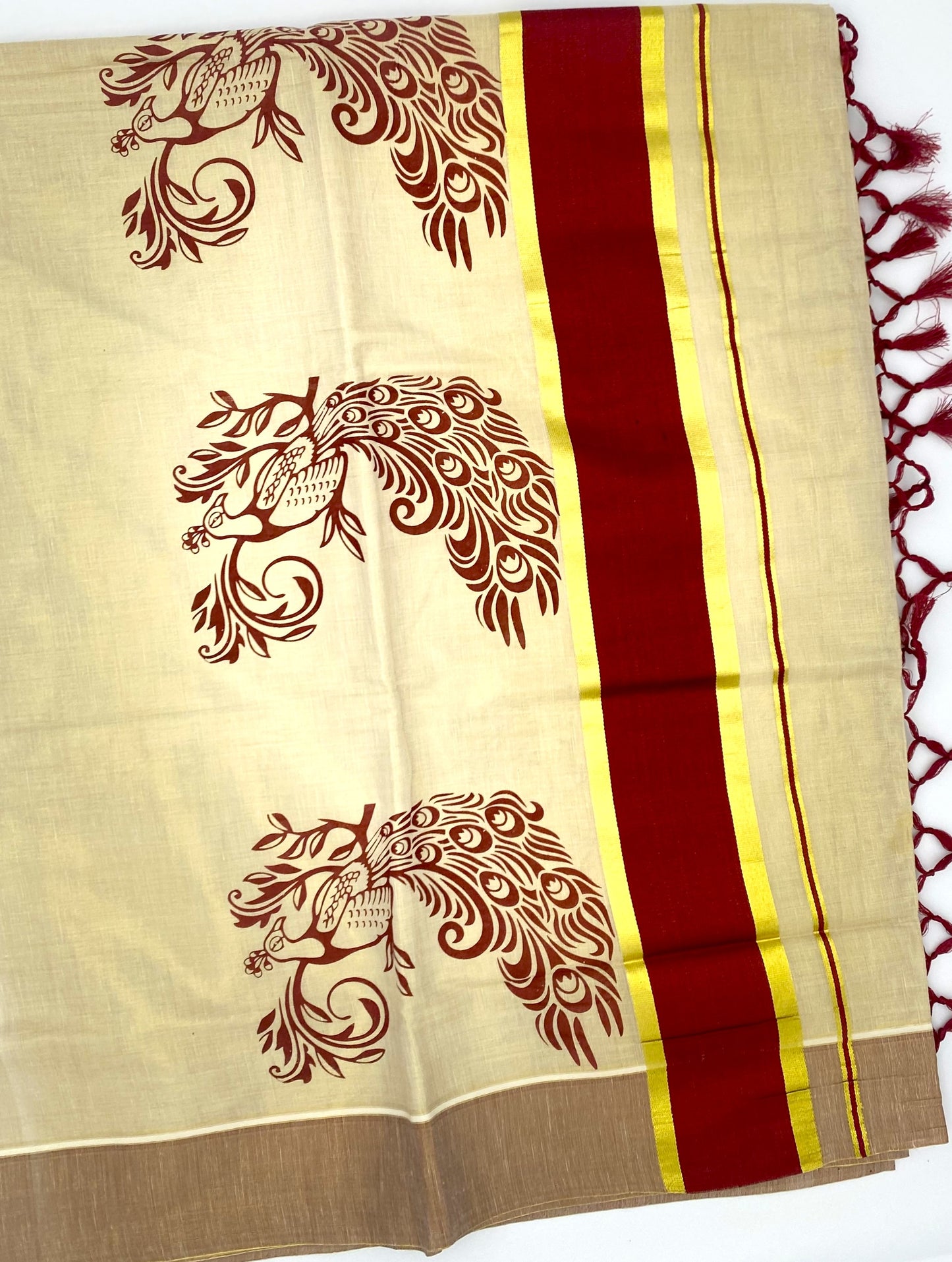 Color border Kerala cotton saree