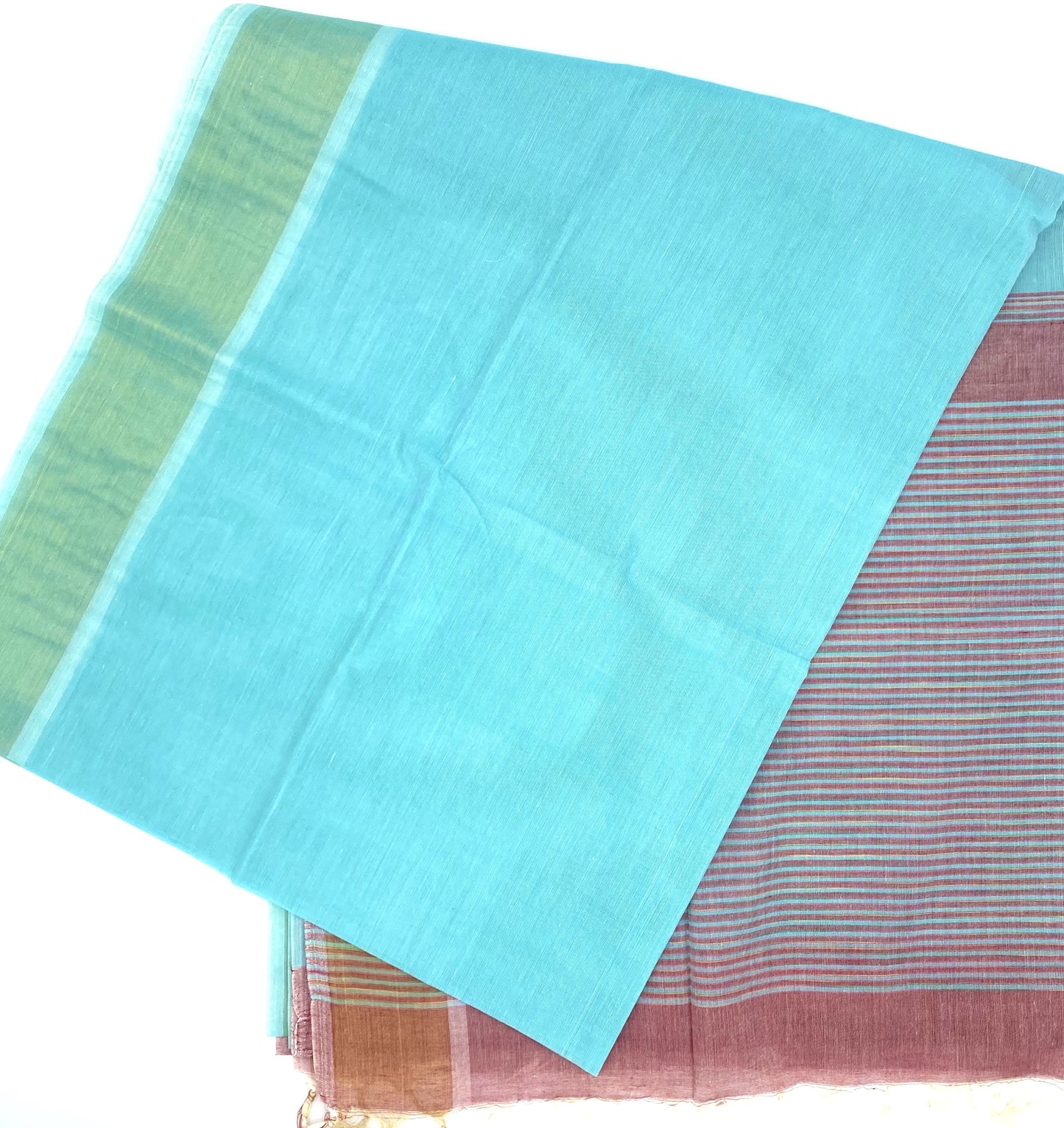 Cotton Saree -  Small stripe plain