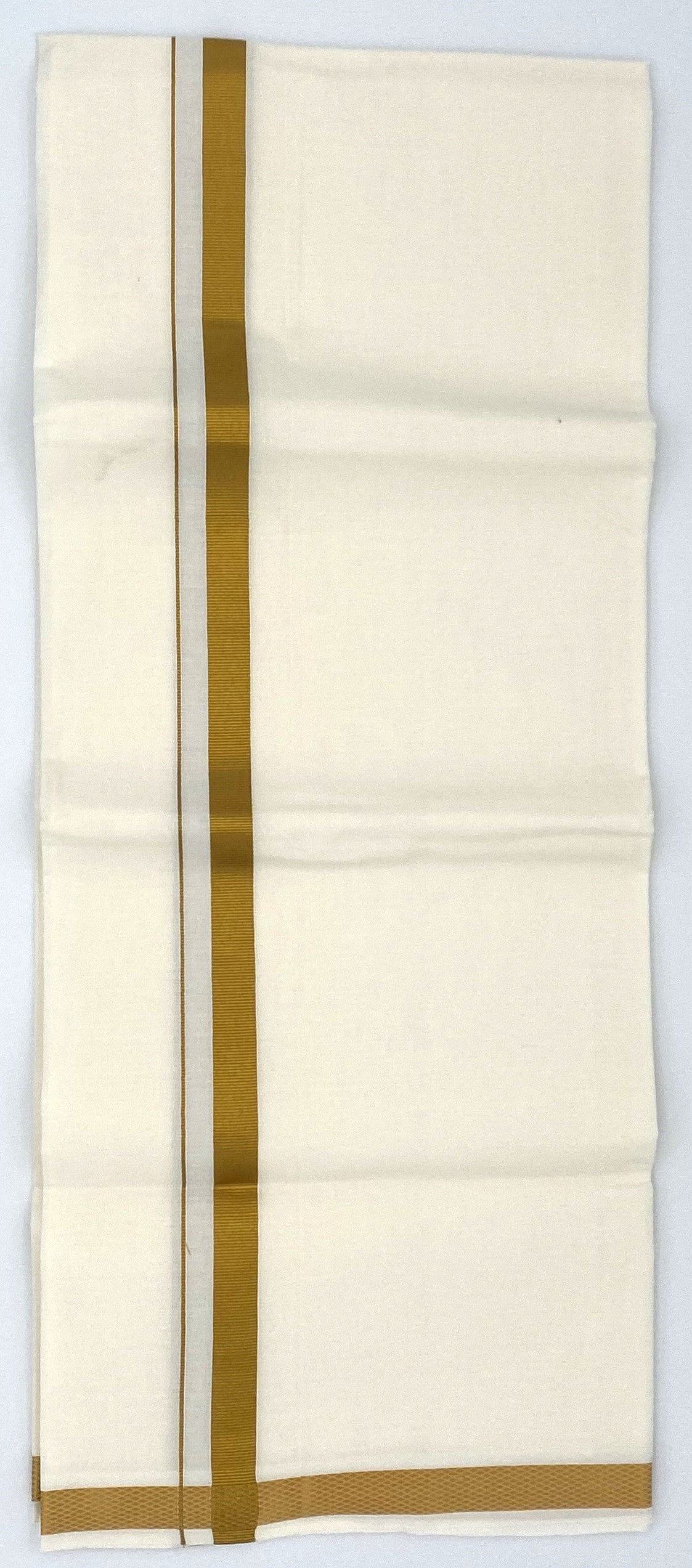 Cream Single Dhoti With Gold Zari Border