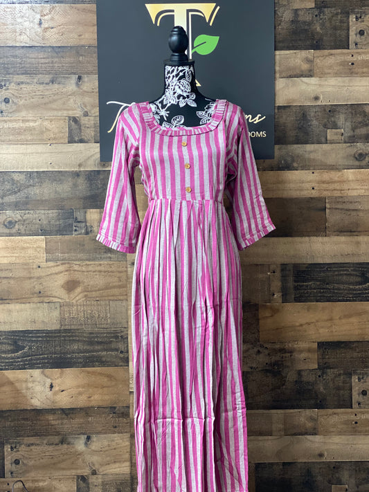 Stripe Long Pleated Kurta