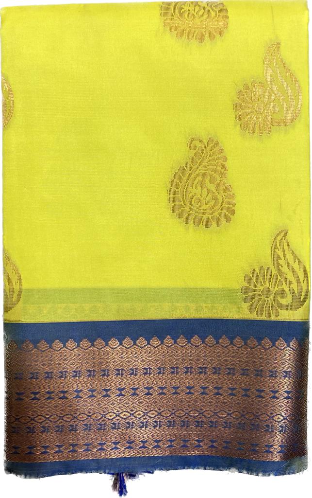 Putta and Contrast border Poly Silk Saree