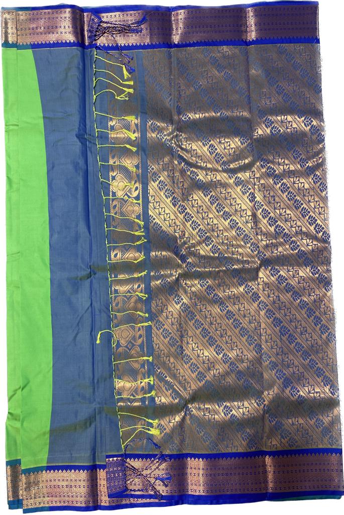 Putta and Contrast border Poly Silk Saree