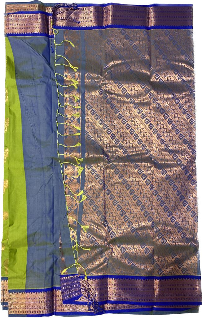 Putta and Contrast border Poly Silk Saree