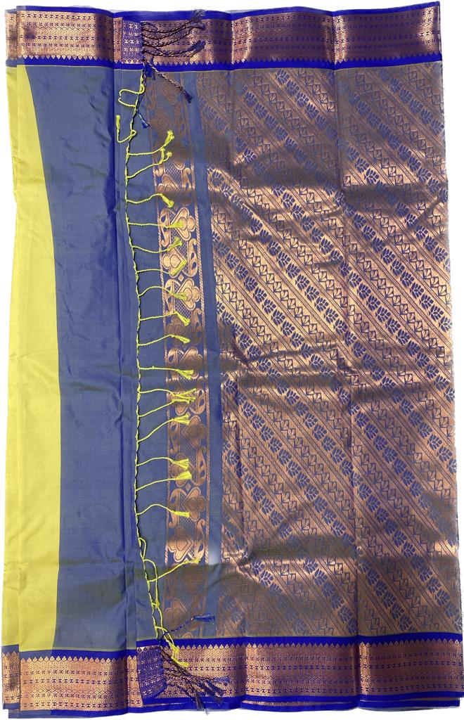 Putta and Contrast border Poly Silk Saree