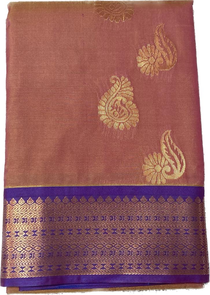 Putta and Contrast border Poly Silk Saree