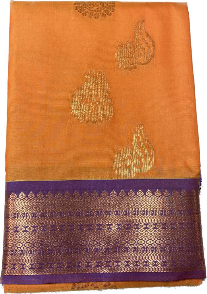 Putta and Contrast border Poly Silk Saree